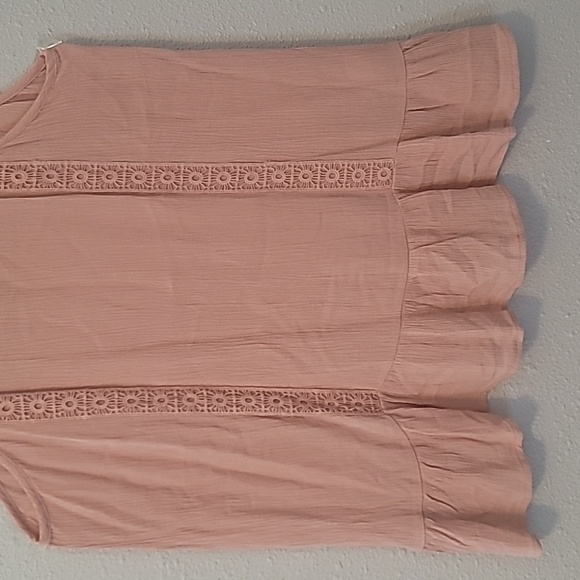 Eyeshadow Pale Pink Gauze Like Racer Back Ruffled Tank Top Size Medium - Picture 5 of 8